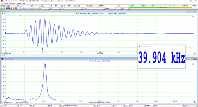 Detection of Ultrasound Burst (about 40 kHz) Emitted by Car Parking Sensor